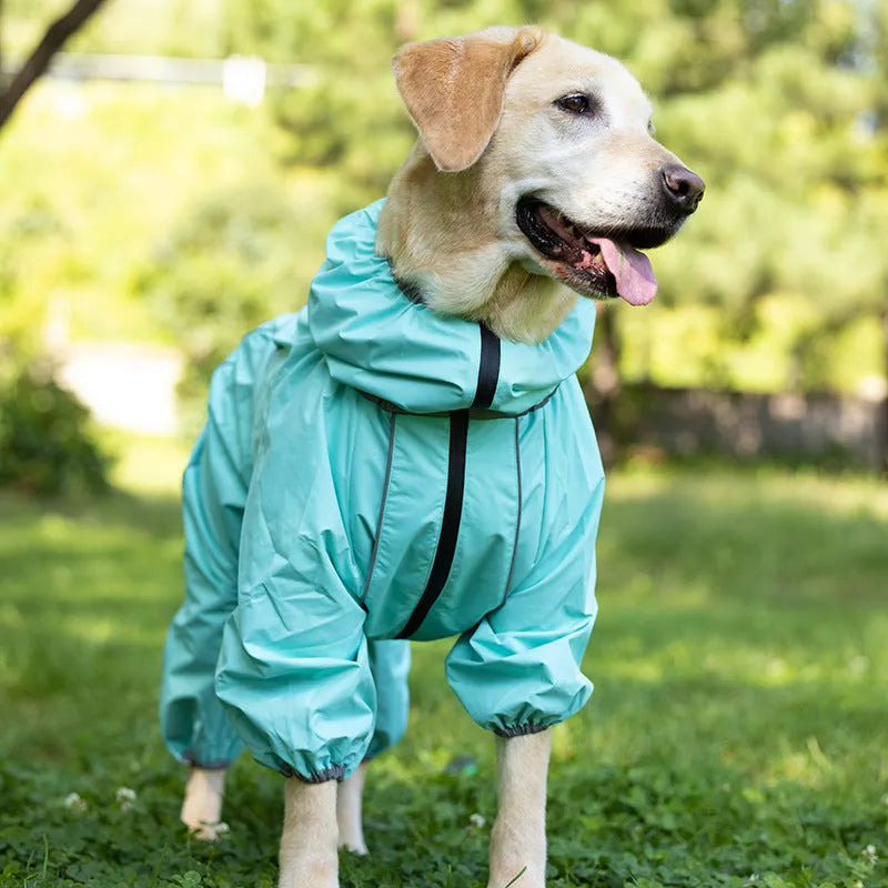 Dog Shell Jacket Cotton-padded Clothes for cold weather, warm thickened sports style polyester coat available in red, black, light blue, and grey colours with six size options from M to XXXXL to fit dogs from body length 30cm to 78cm