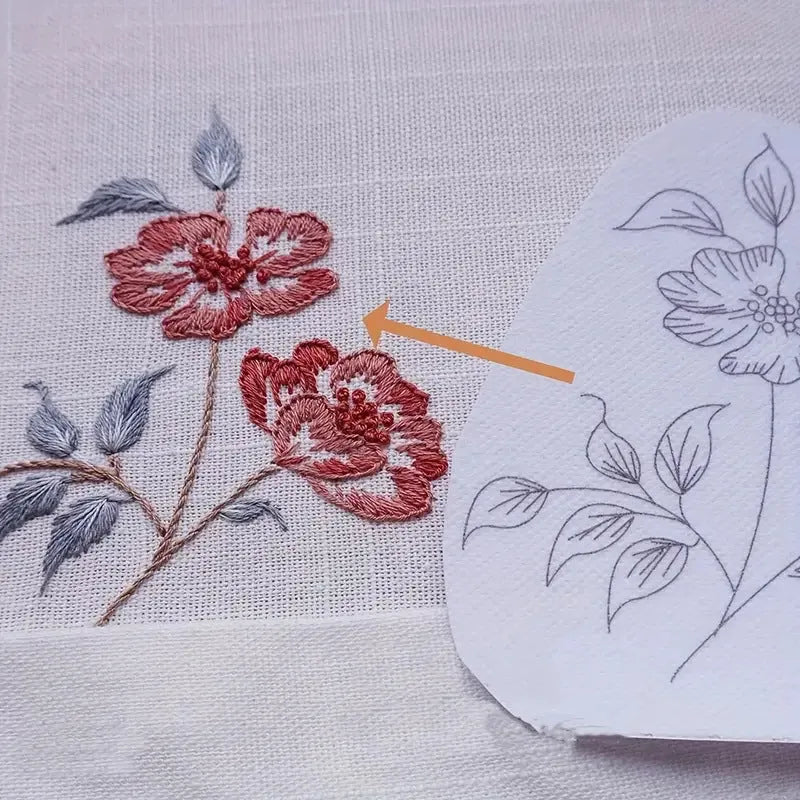 Nordic style beginner embroidery package with water-soluble fabric measuring 18.5x23x2cm
