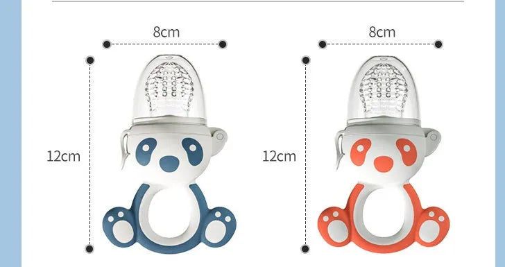 Silicone teething feeder bag in blue or khaki red for babies over 6 months, molar stick fruit supplement device