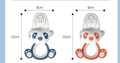 Silicone teething feeder bag in blue or khaki red for babies over 6 months, molar stick fruit supplement device