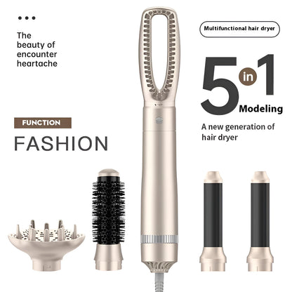 Champagne gold hot air comb hair curler with five-in-one multi-function styling capabilities