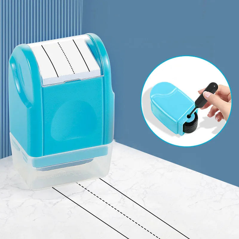 Plastic rectangular roller seal for English line teaching, shown in multiple colour options.