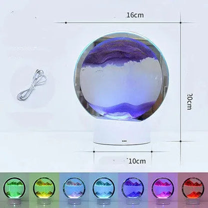 Creative 3D quicksand design table lamp with glass shade and USB power cord