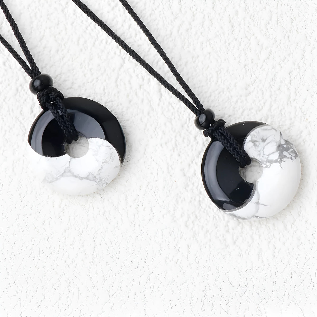 Bagua eight-diagram necklace with white turquoise, peace buckle and black silk cord