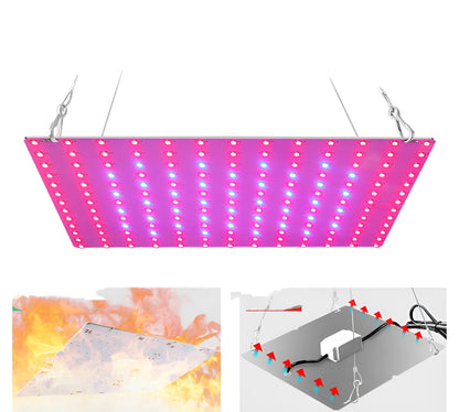 Aluminium LED plant grow light with hook for indoor fruits and vegetables, showing UK plug.