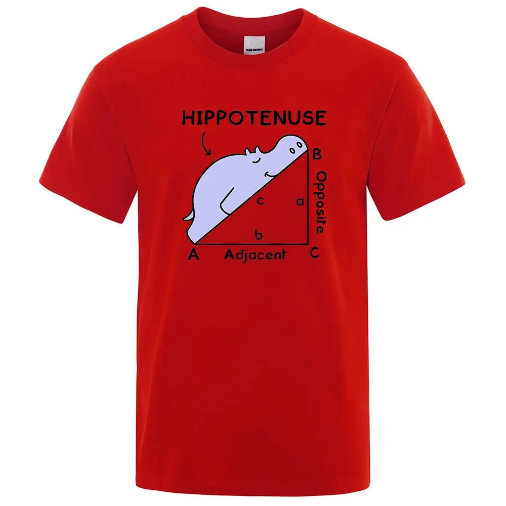 Hippotenuse Opposite Adjacent printed mathematics design on a loose fit cotton T-shirt.