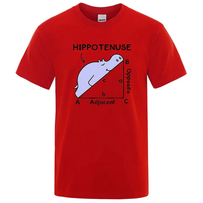 Hippotenuse Opposite Adjacent printed mathematics design on a loose fit cotton T-shirt.
