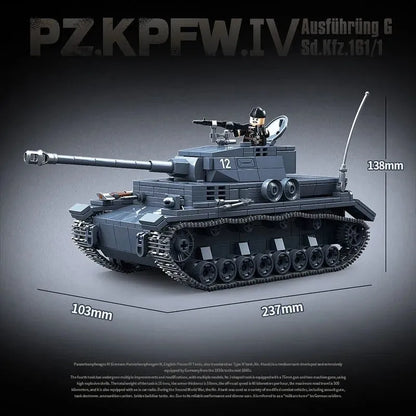 Type 4 G Tank Panzer IV plastic building block toy set for youth aged 7 to 14 years old