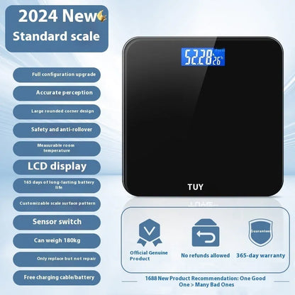 Household human body weighing scale in Cross Ice Crystal White colour with 26x26 cm platform and multiple power options