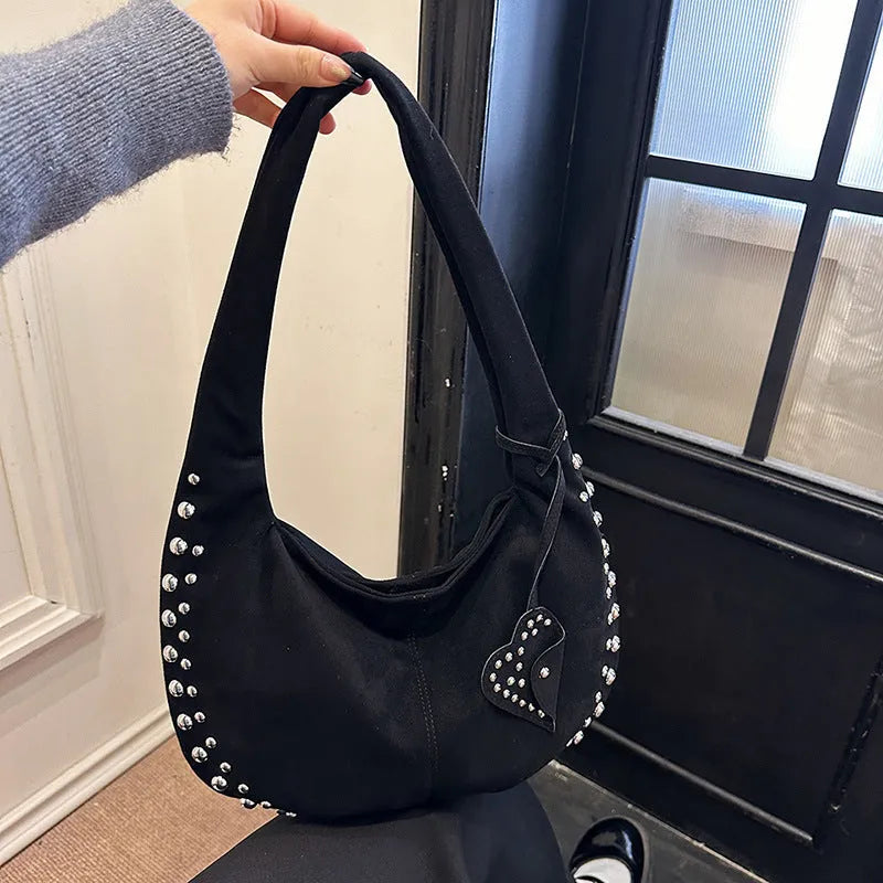 Women's casual tote handbag with soft plush material in European and American retro style, available in black, red, brown, and green colours