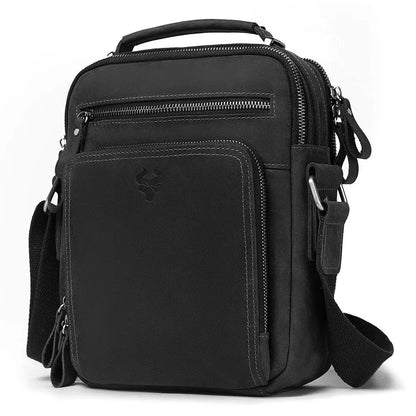 Men's brown Crazy Horse leather retro crossbody bag with single shoulder strap