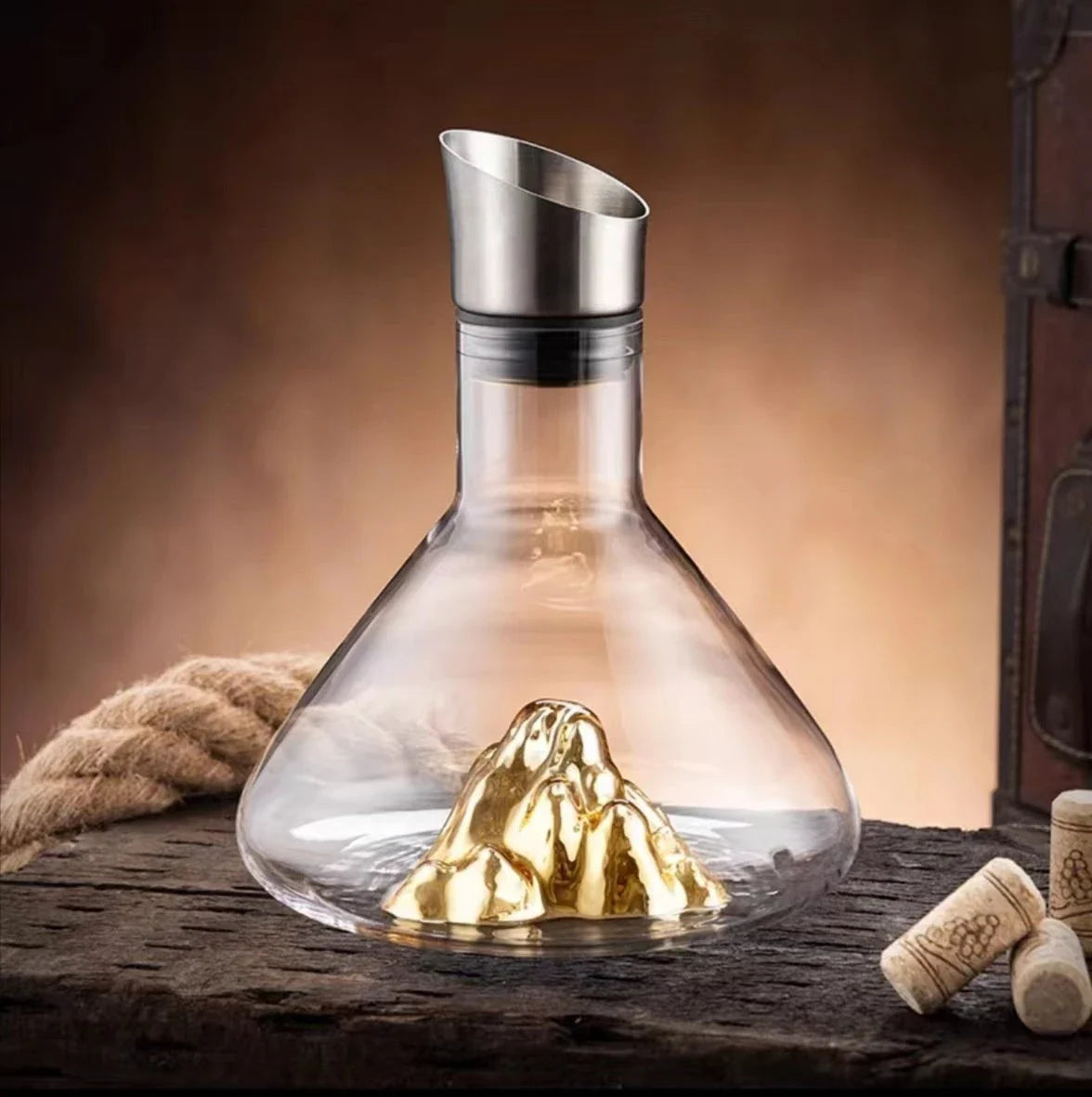 Elegant lead-free crystal glass wine decanter with iceberg-inspired design, enhancing the flavor and aroma of your favorite wines