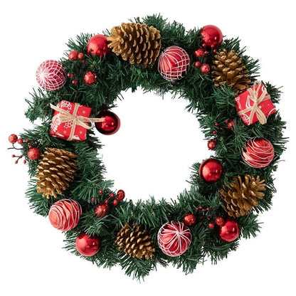 PVC Christmas wreath ring decoration in golden or red colour with rattan-inspired design