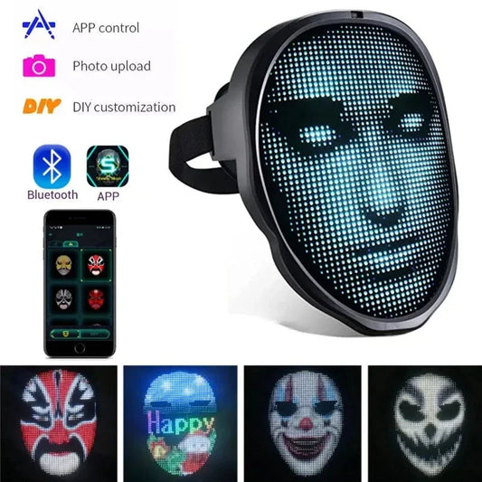 LED-powered face masks with gesture-controlled lighting effects for Halloween, parties, and other celebrations