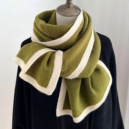 Premium knitted wool scarf in various classic British colours, including red, camel, grey, black, beige, and army green