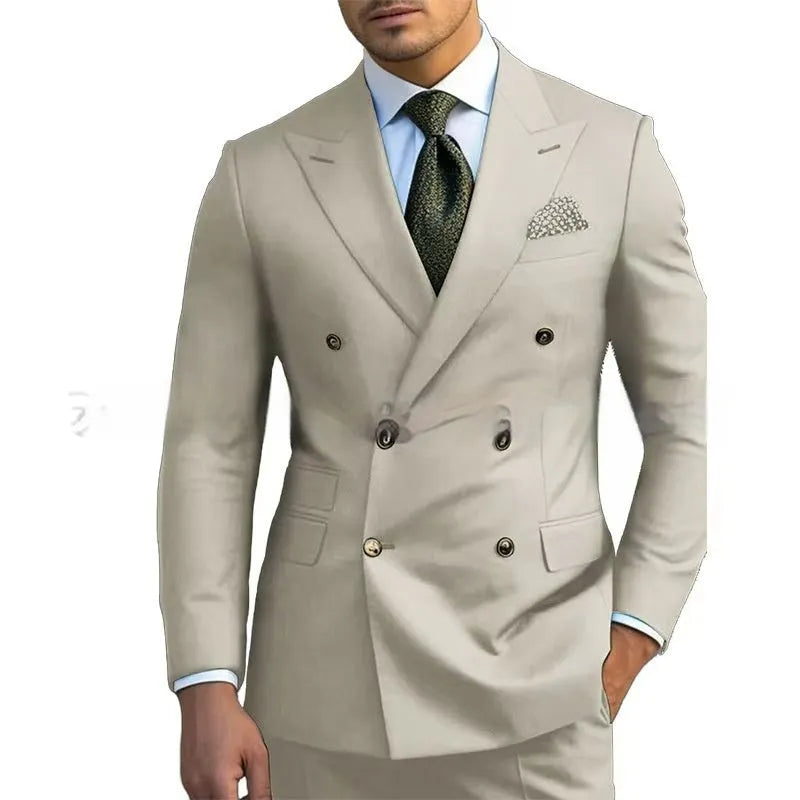 Men's two-piece suit set in cotton blend fabric available in five colours and twelve sizes