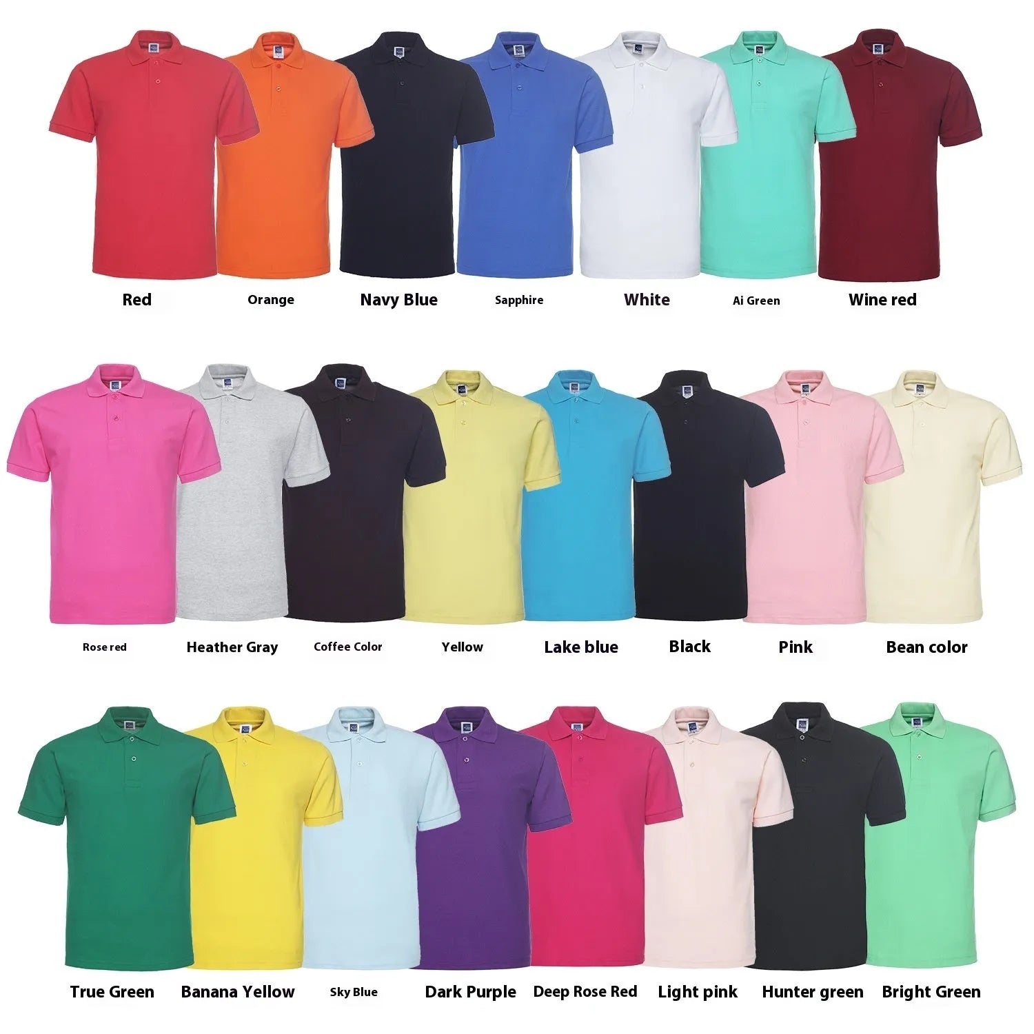 Solid colour plus size short sleeve polo shirt on a hanger, loose fit style.