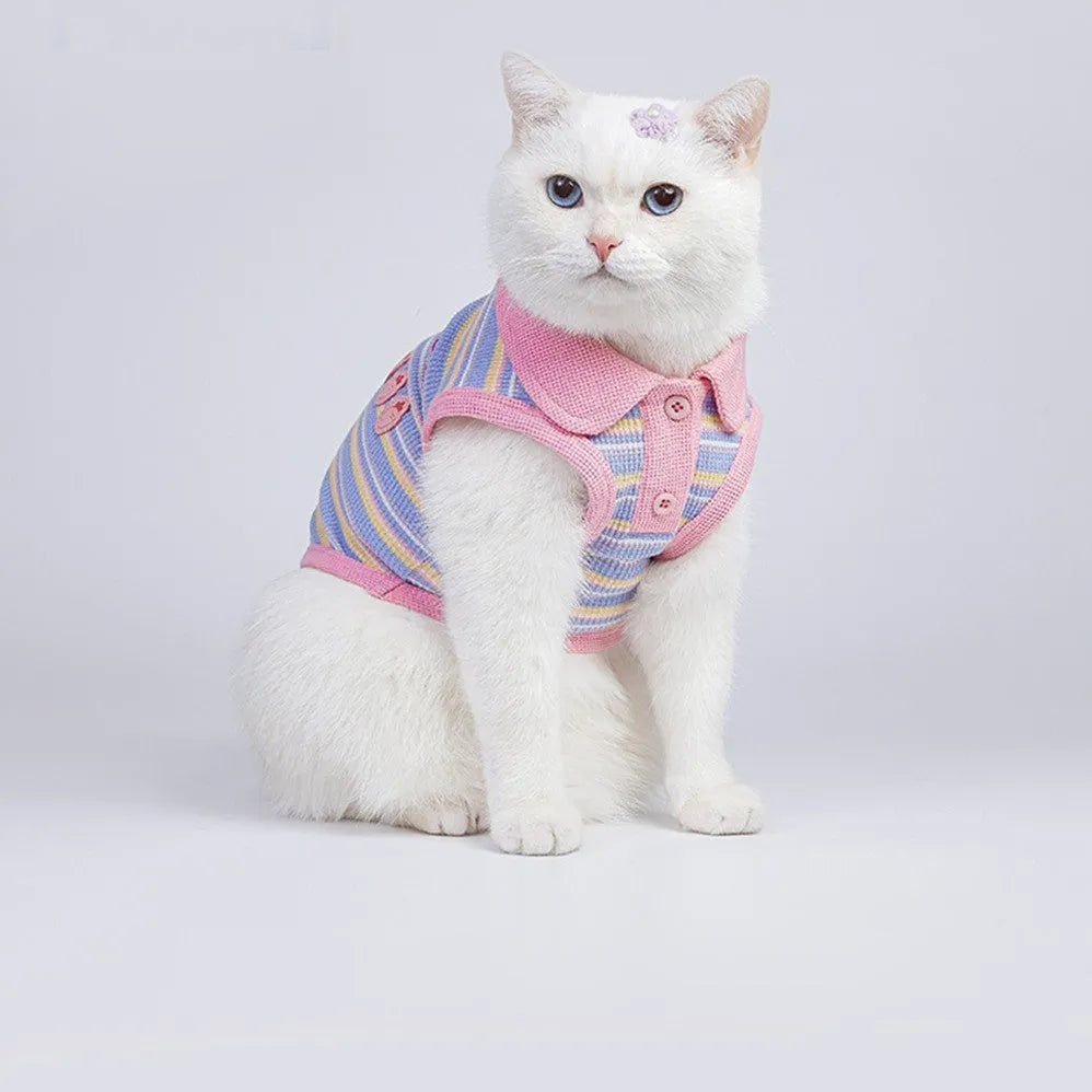 Pink purple autumn vest for small dogs with seven size options based on weight