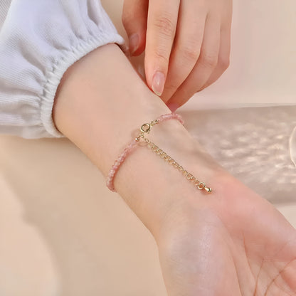 Adjustable natural crystal bracelet with 3mm diamond-cut beads in various gemstone options