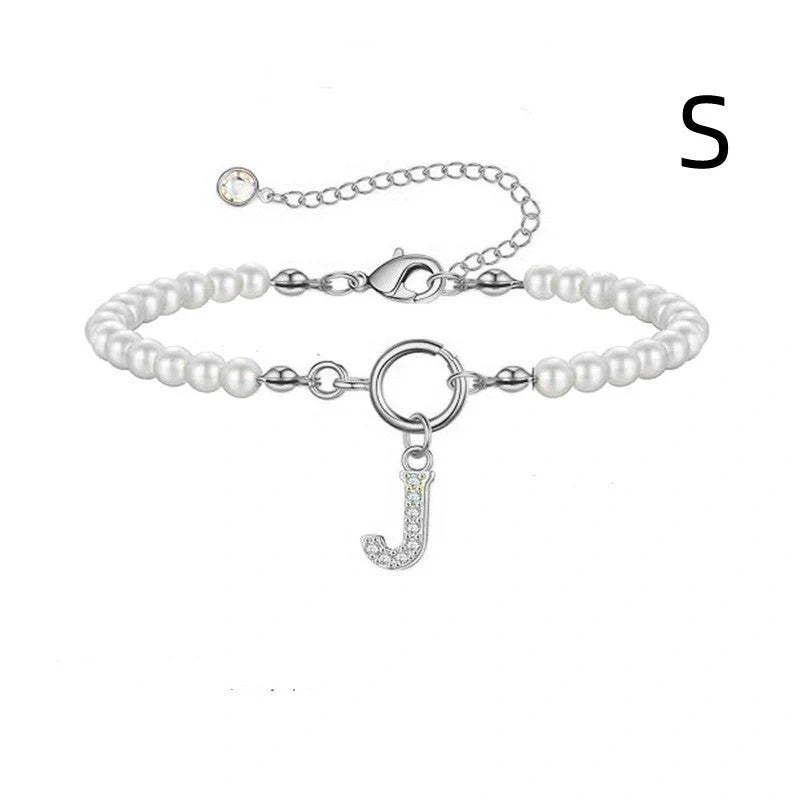 2024 Fashion Toggle Clasp Initial Bracelet with 6mm Pearl
