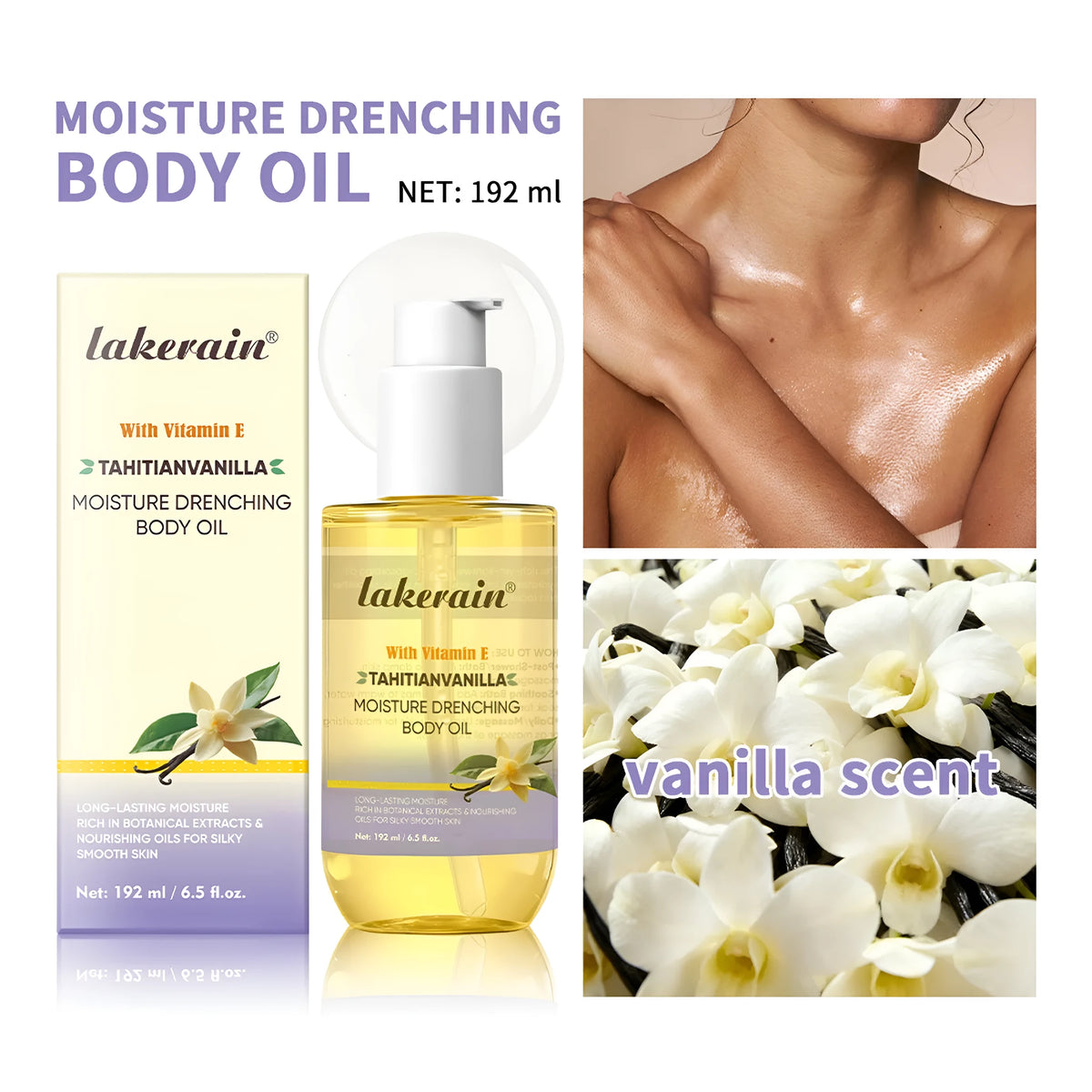 Vanilla Body Oil 192ml moisturizing nourishing soft skin oil for universal skin type body lotion