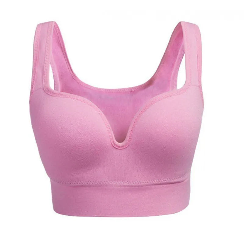 Women's reinforced sports bra with fixed double shoulder straps in multiple colour options