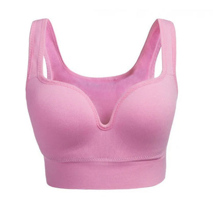Women's reinforced sports bra with fixed double shoulder straps in multiple colour options