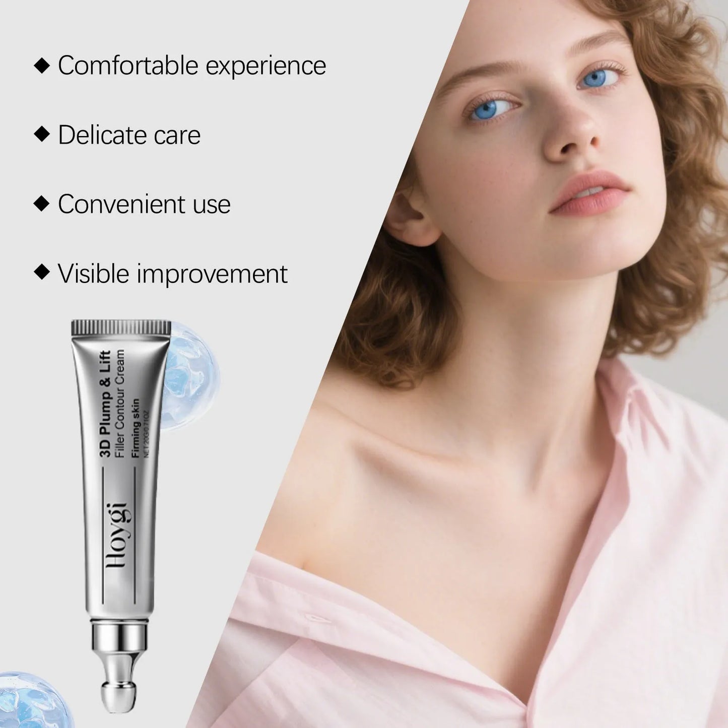 20g moisturising eye cream tube with ceramide EOS and tripeptide copper-1 ingredients for eye skincare