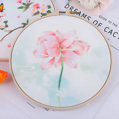 Nordic style grass leaf pattern embroidery kit on canvas fabric with floral colour options