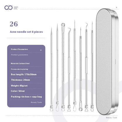 Four metal acne needles with ultra fine pointed tips for precise spot treatment skincare
