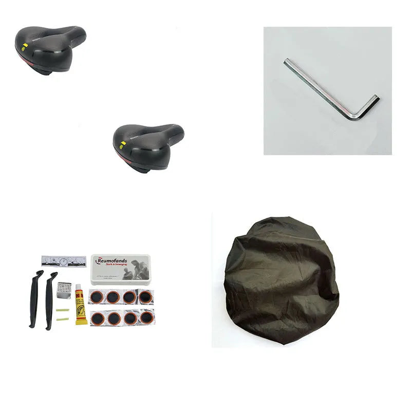 Bicycle cushion with silicone saddle, steel bow spring, and waterproof cover for enhanced cycling comfort