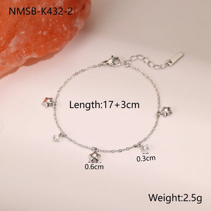 Titanium steel women's bracelet with hexagonal star pendant and 18K gold plating