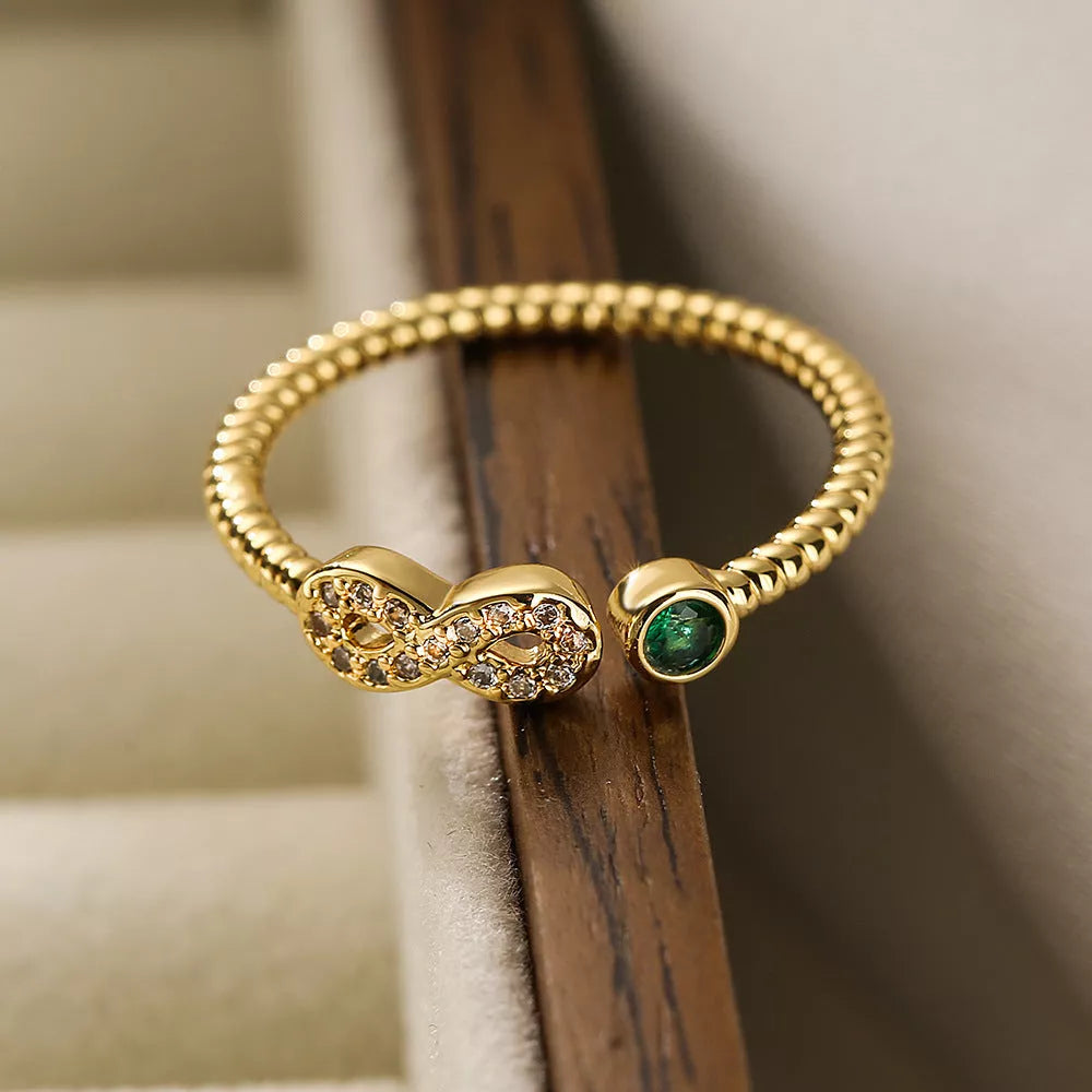 Adjustable CZ zircon cross evil eye ring for women with geometric design