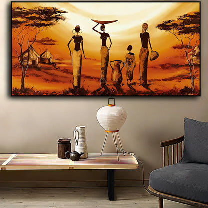 Abstract African woman artwork printed on canvas in sizes from 20x40cm to 60x120cm with rich colours