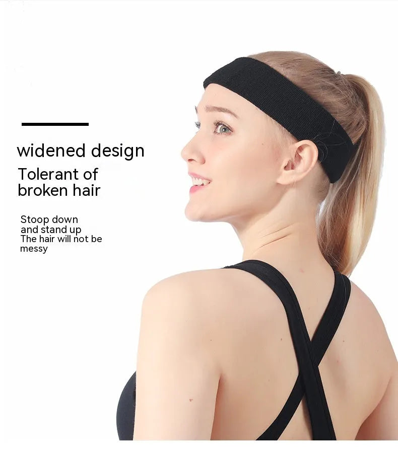 Widened solid colour sports sweatband in polyester and spandex, shown in one of five available colours.