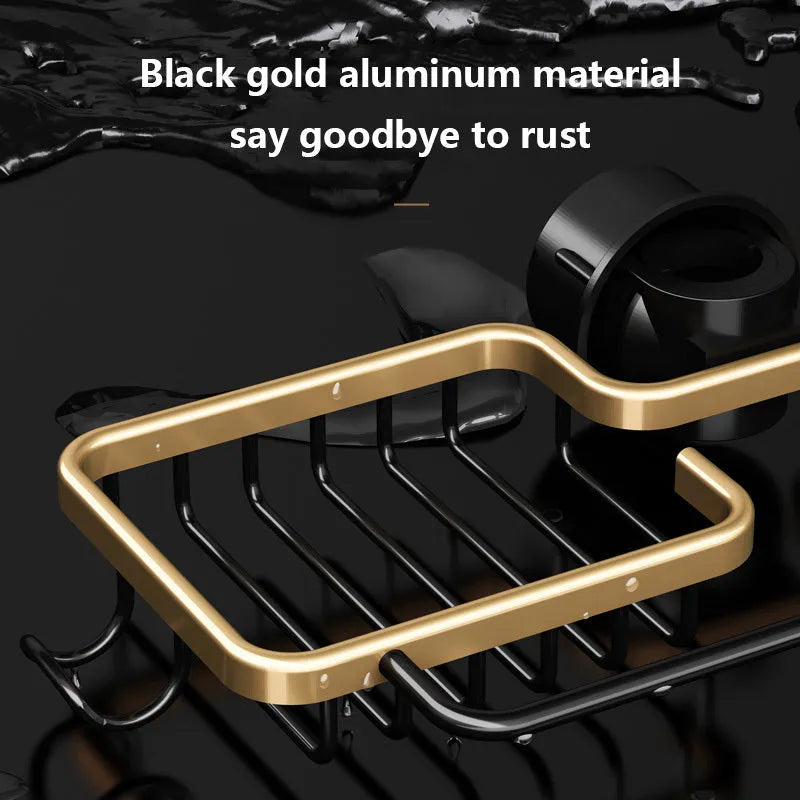 Space aluminium kitchen sink rack and drain basket with no-punch fitting, shown in silver or black single or double with towel bar