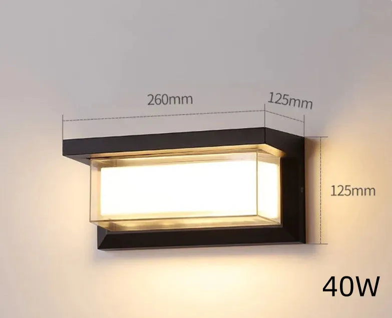 White IP65 waterproof outdoor wall lamp with acrylic shade and optional motion sensor for garden security.