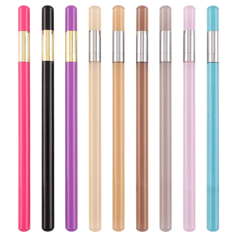 Transparent acrylic eternal pencil with alloy writing tip shown in multiple colour options