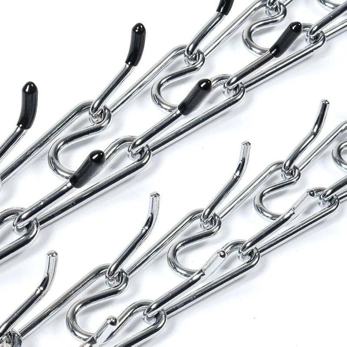 Stainless steel dog training collar with adjustable prong links and rubber comfort tips for medium to large dogs