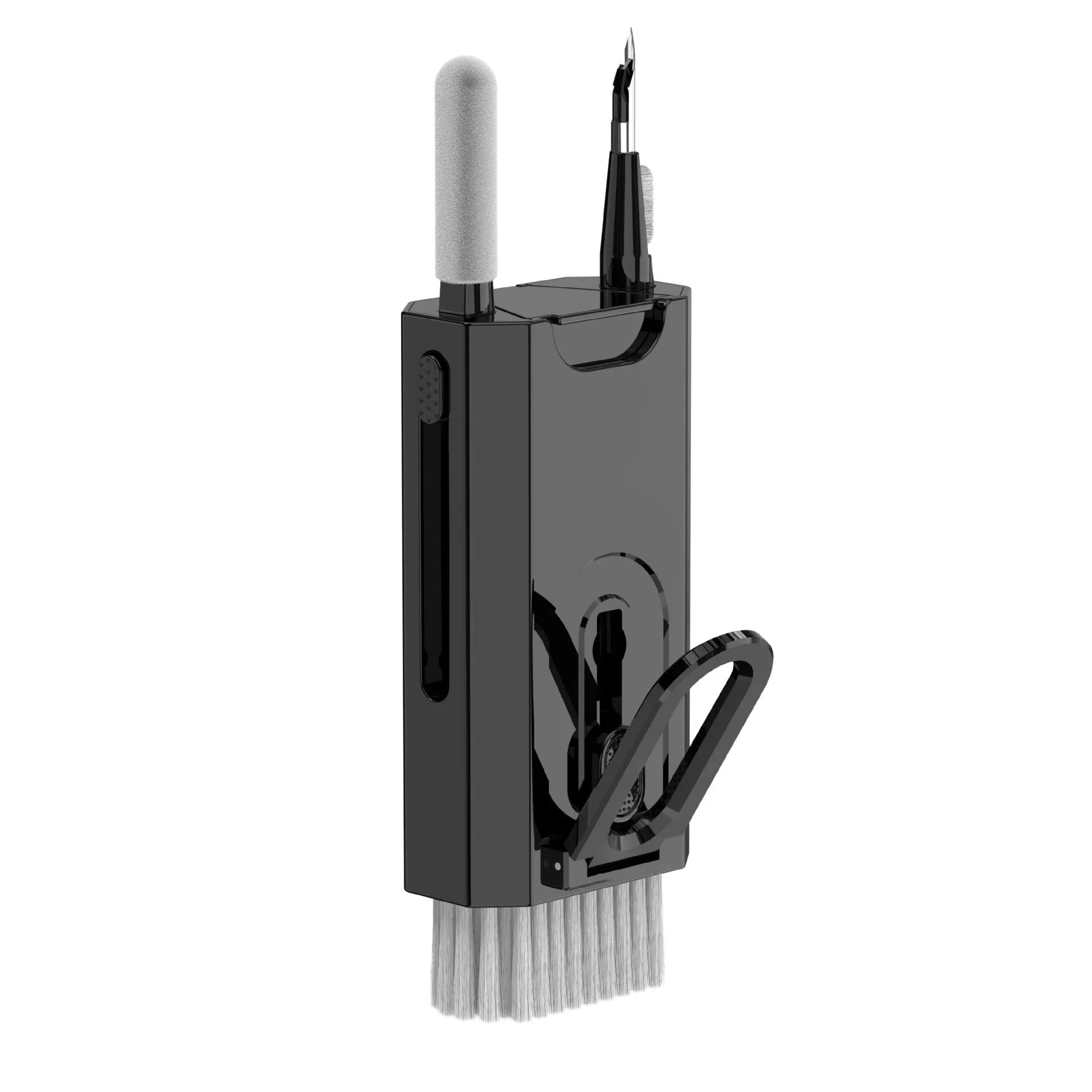 All-in-one smart screen cleaning kit with soft flocking sponge and high-density brush for effortlessly removing dust, smudges, and grime from electronic devices like phones, tablets, laptops, and more.