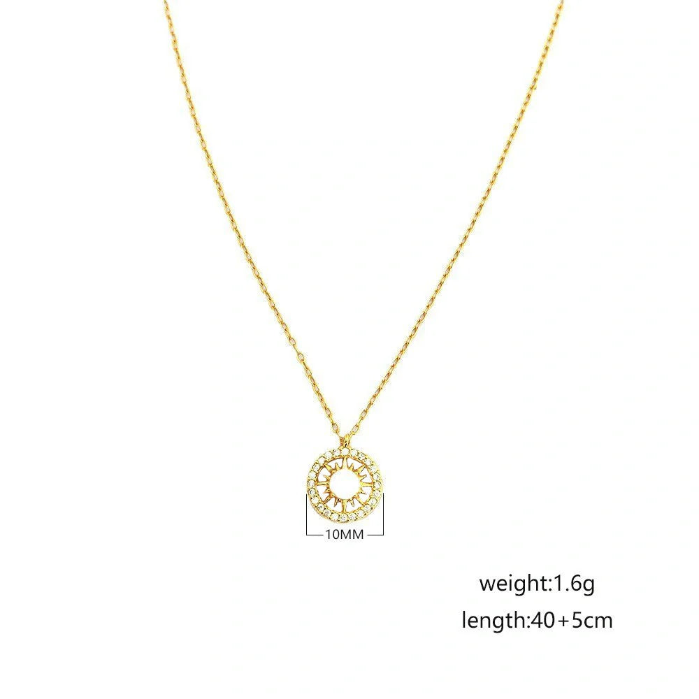 Elegant Celtic Moon and Sun Necklace in Premium 925 Sterling Silver with Celestial Motifs and Sparkling Asterism Diamonds