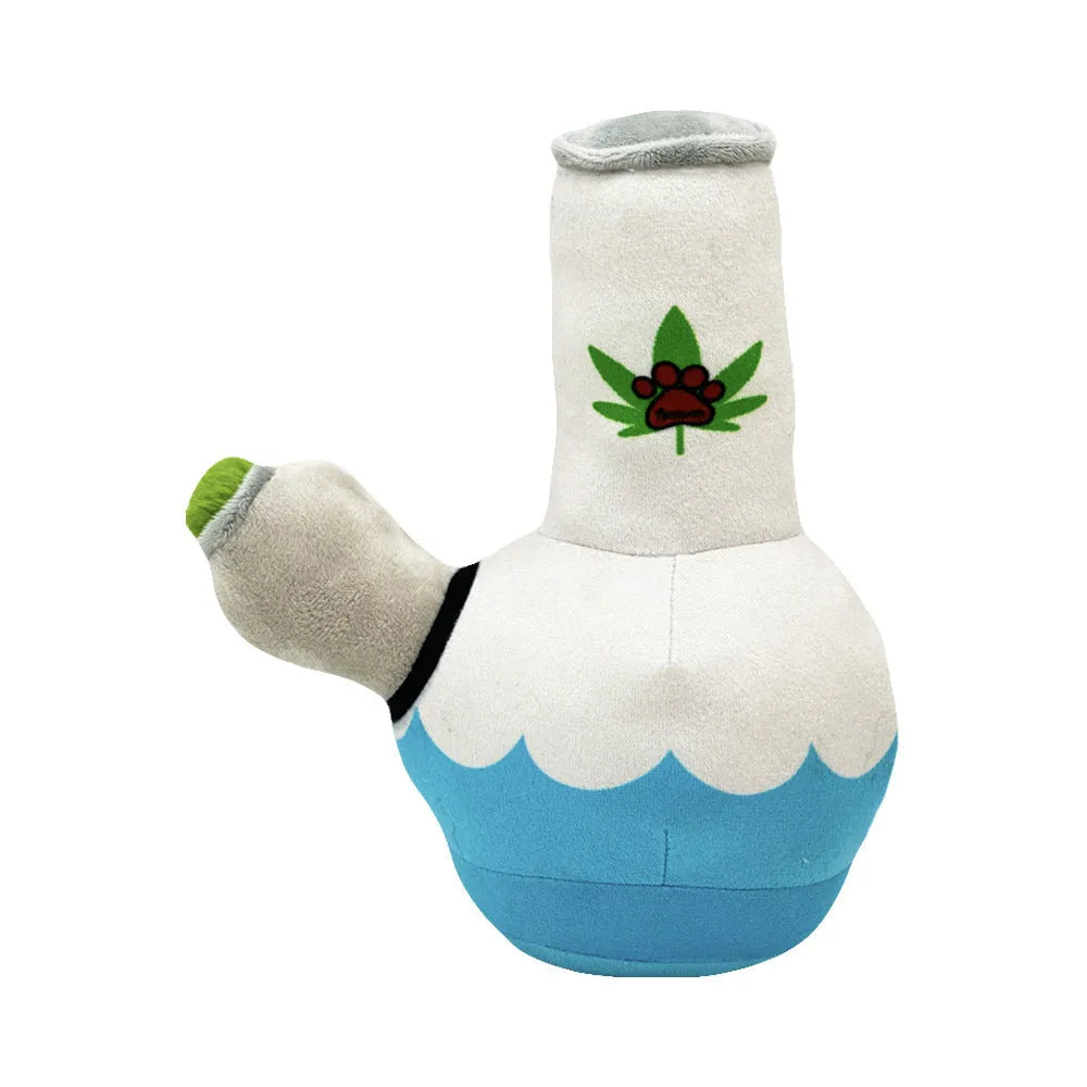 Kettle-shaped plush dog toy with sound feature, 24cm length bite-resistant pet toy