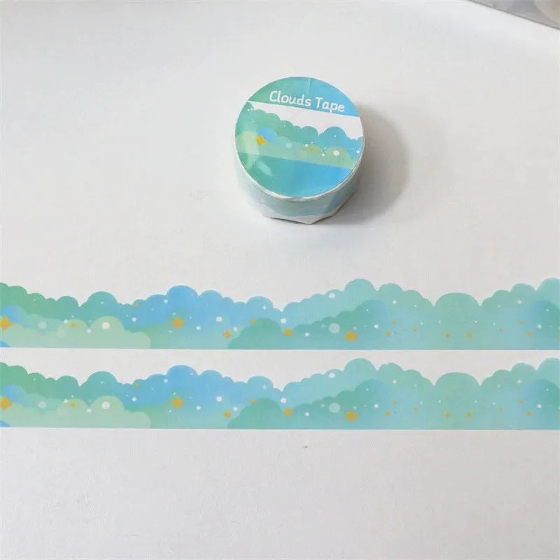 Japanese paper washi tape with stars and clouds decorative border design