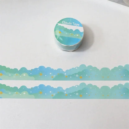 Japanese paper washi tape with stars and clouds decorative border design