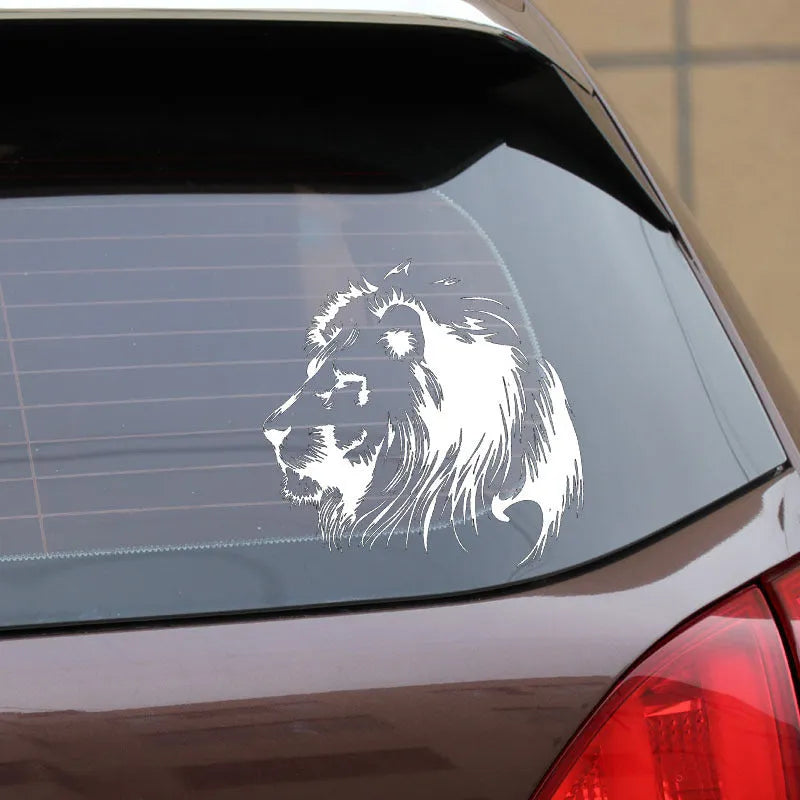Personalized meditation lion car sticker in black or white, reflective material, 20 x 19.5 cm