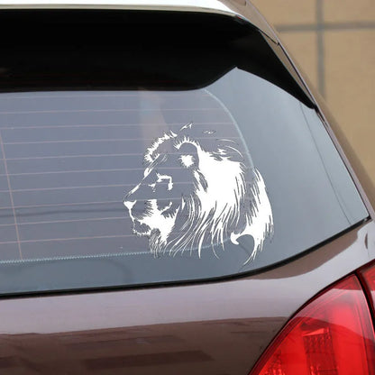 Personalized meditation lion car sticker in black or white, reflective material, 20 x 19.5 cm