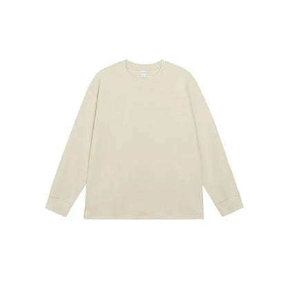 Men's loose fit solid colour cotton long sleeve t-shirt on a hanger