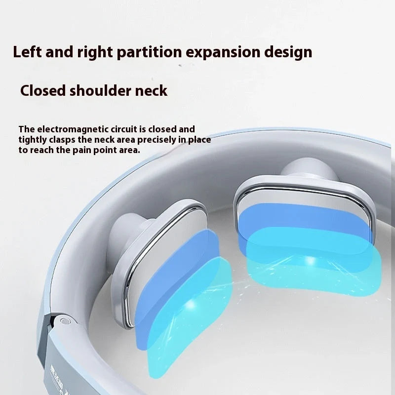 Rechargeable EMS pulse neck massager in lake blue with heating function for pain relief