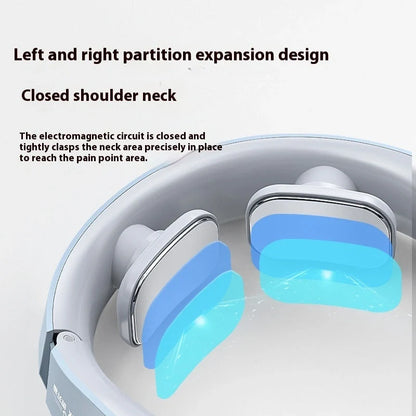 Rechargeable EMS pulse neck massager in lake blue with heating function for pain relief