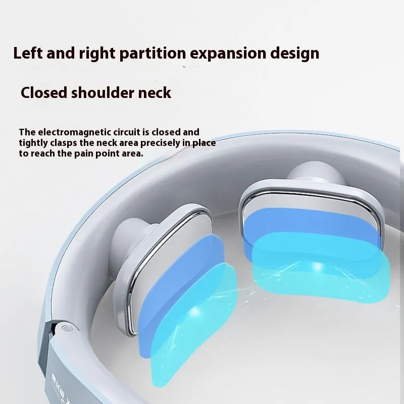 Lake blue electric neck massager with EMS pulse therapy and heating function